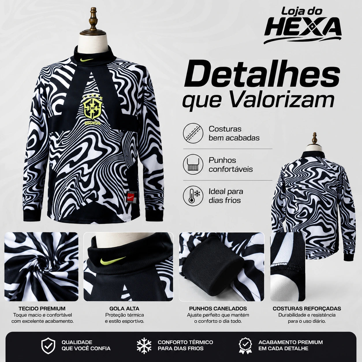 Camisa Brasil Goleiro Manga Longa 25/26 Masculina - Loja do hexa